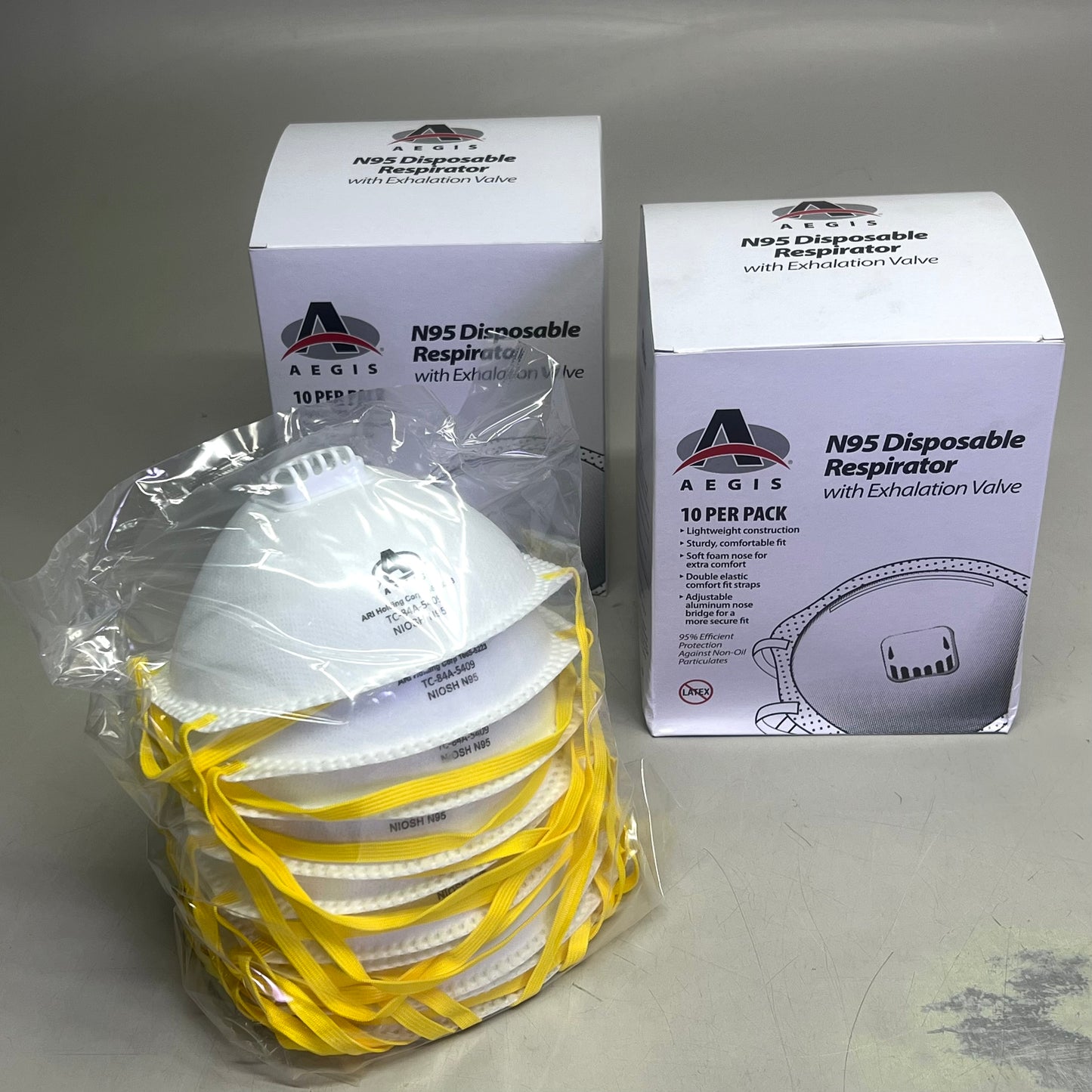 AEGIS (2 PACK, 10 per Box) N95 Disposable Respirator & Exhalation Valve 152625
