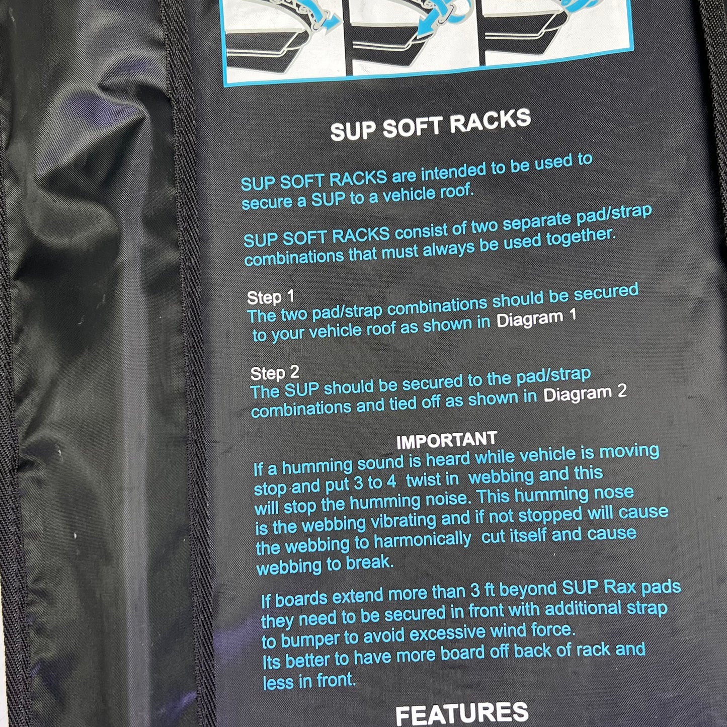 BLOCK SURF (SET OF 2) SUP / Longboard Soft Rack 33"x4.5" Black RABLS0SUPLB33KK