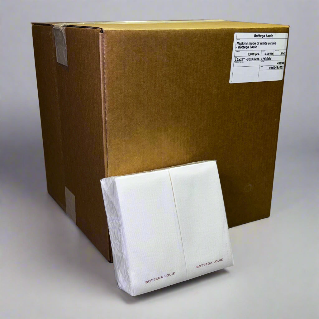 ZA@ BOTTEGA LOUIE (2000 Pcs) Napkins Made of White Airlaid Sz 12" x 12" (New) A