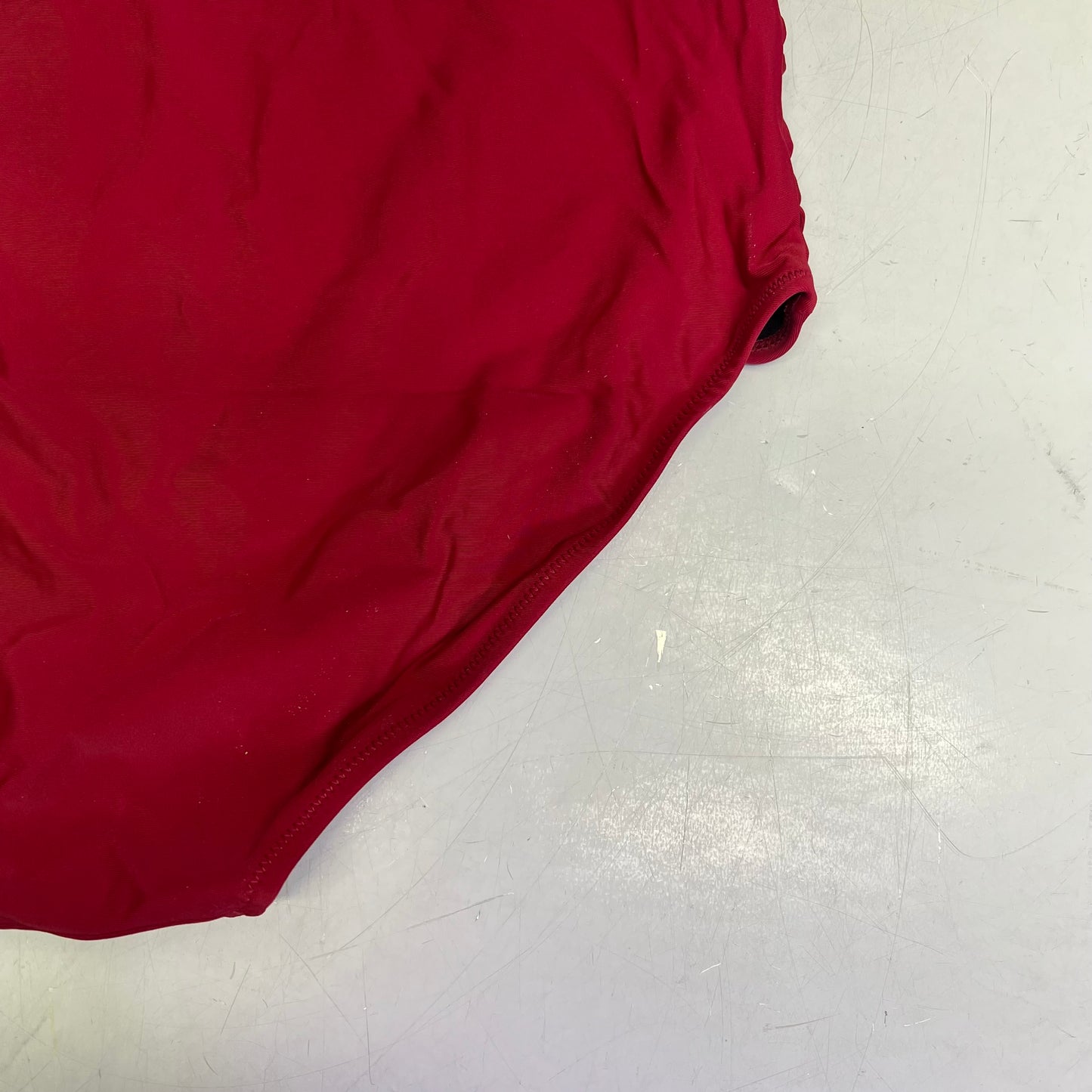 CHARMO Tie Shoulder Strap One Piece Scrunched Torso Swimsuit Women's Sz L Red