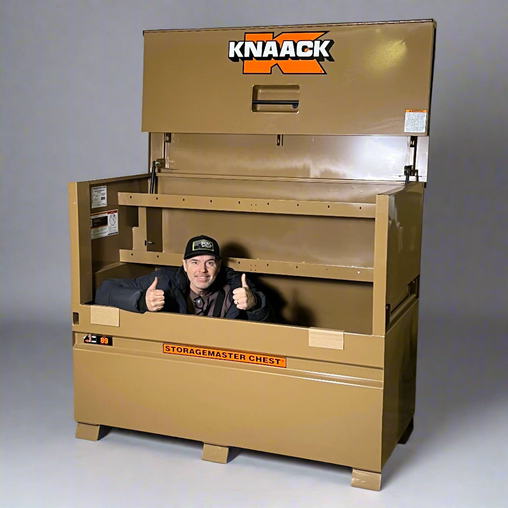 ZA@ KNAACK Storagemaster Jobsite Piano Box w/Junk Trunk Tool Box 89 Sz 61"L X 31"W X 50"H (New Other, Minor Cosmetic Damage) A