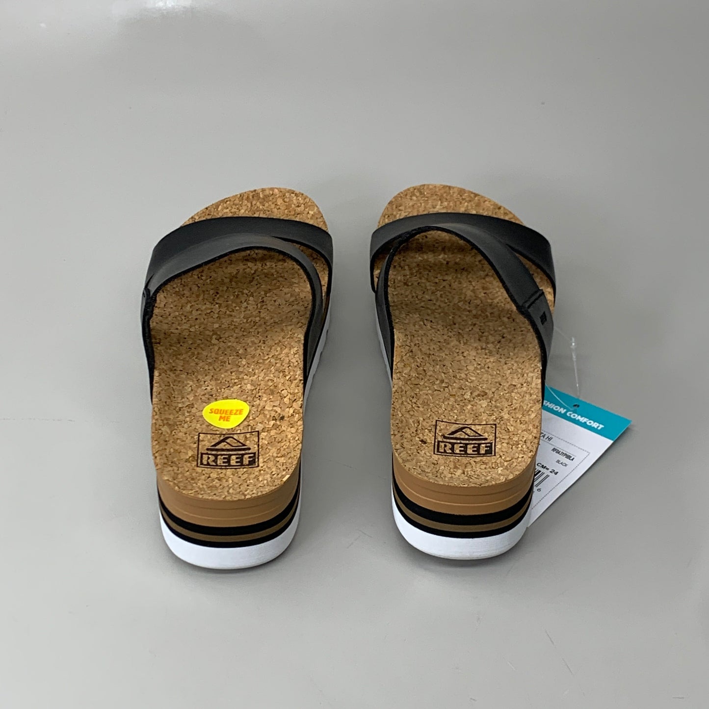 REEF Cushion Vista Hi Vegan Leather Sandals Women's Shoes Sz 8 Black RFOA3YP5BLA