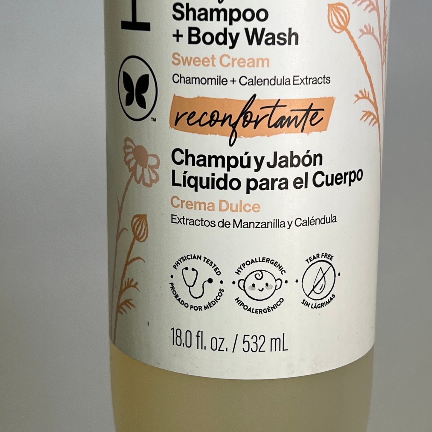 HONEST (2 PACK) Comfort Baby Shampoo + Body Wash Sweet Cream Scent 18 fl oz