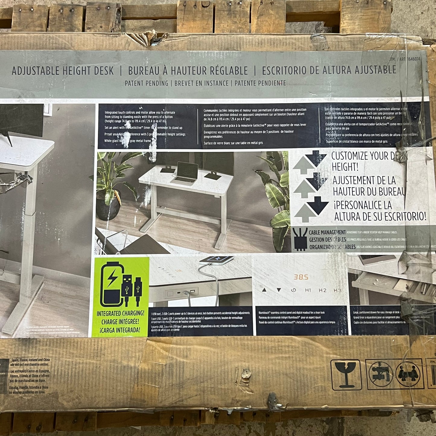 TRESANTI Adjustable Height Desk Sz 20.4-47" H x 23.7" W x 47.3" L 0DP720-D908