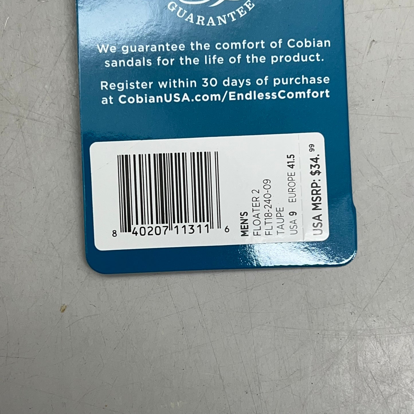 COBIAN Synthetic Strap Floater Sandals Men's Sz 8, EU 40 Taupe FLT18-240-8