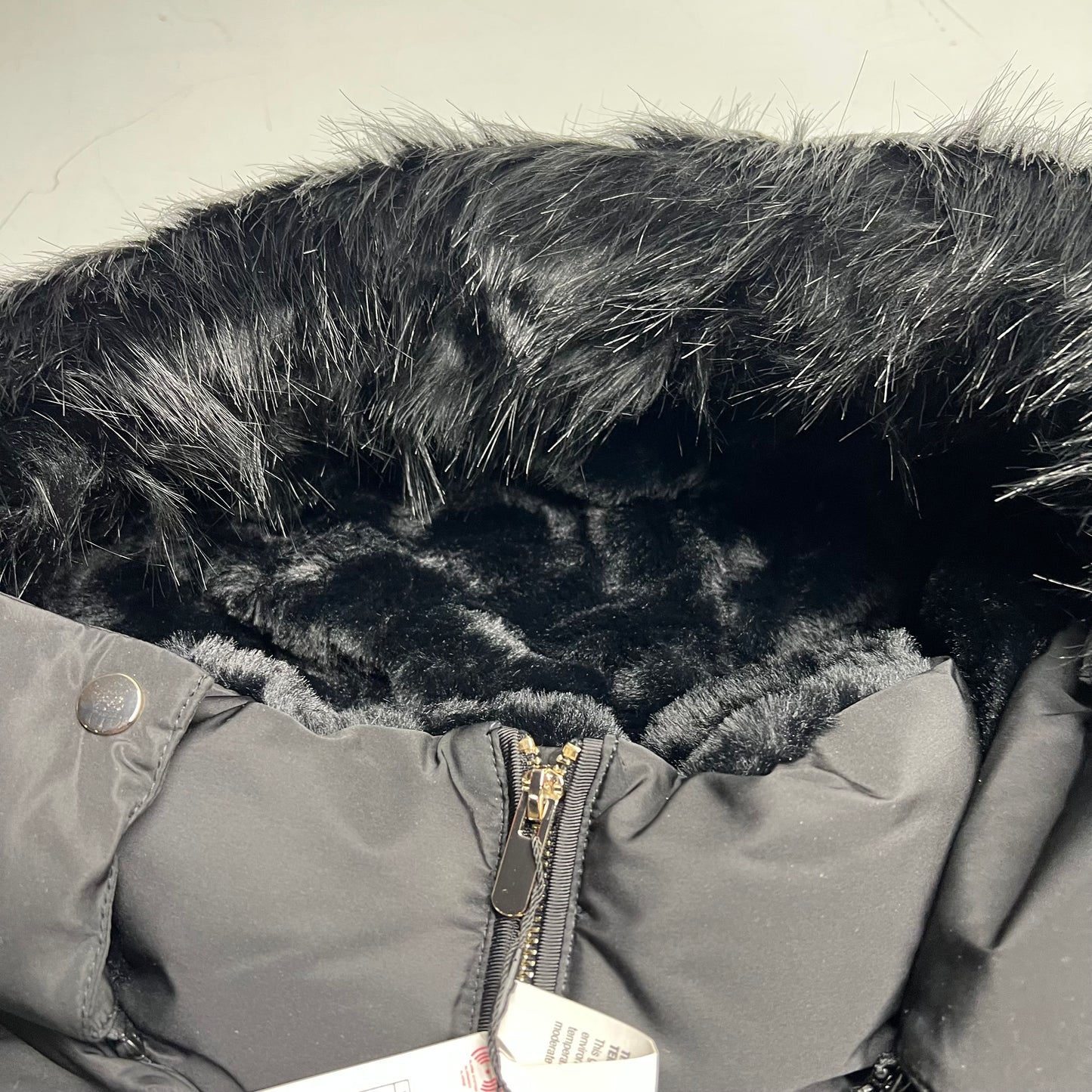 ZA@ ZARA Winter Coat W/ Faux Fur Hood Women's Sz XXL Black/Gold