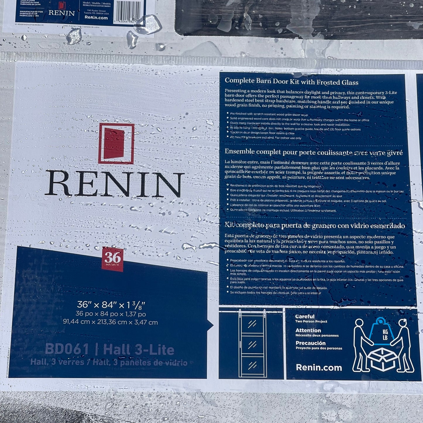 ZA@ Pallet of RENIN Hall 3-Lite Barn Door Kit BD061 (AS-IS)