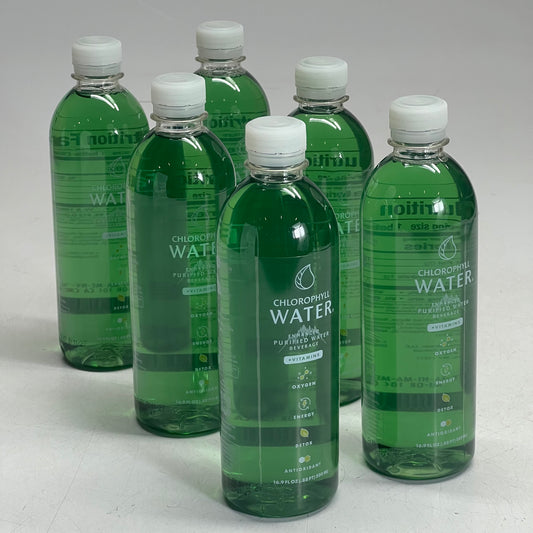 CHLOROPHYLL WATER (6 PACK) Certified Clean Label, Chlorophyll Liquid Drops in Purified Water 16.9 fl. oz. Green BB 11/27