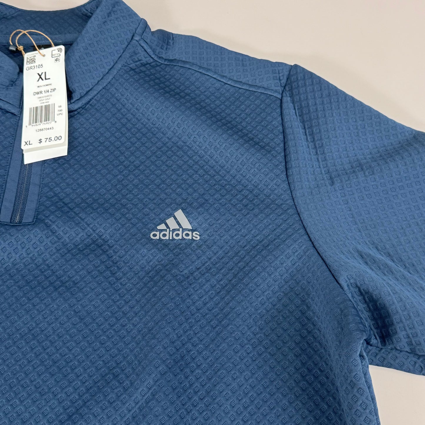 ADIDAS DWR 1/4 Zip Men's Golf Textured Sweatshirt Sz-XL Navy GR3105