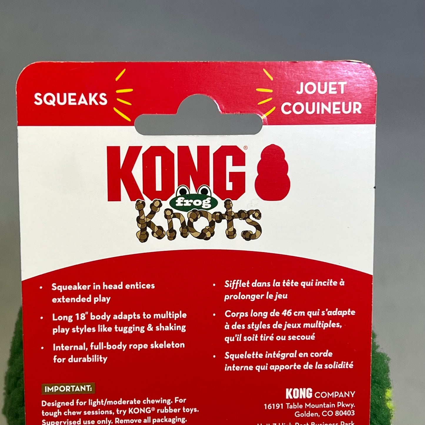 KONG (2 PACK) Knots Frog Squeaker Dog Toy W/ Rope Skeleton L/XL 18" Green