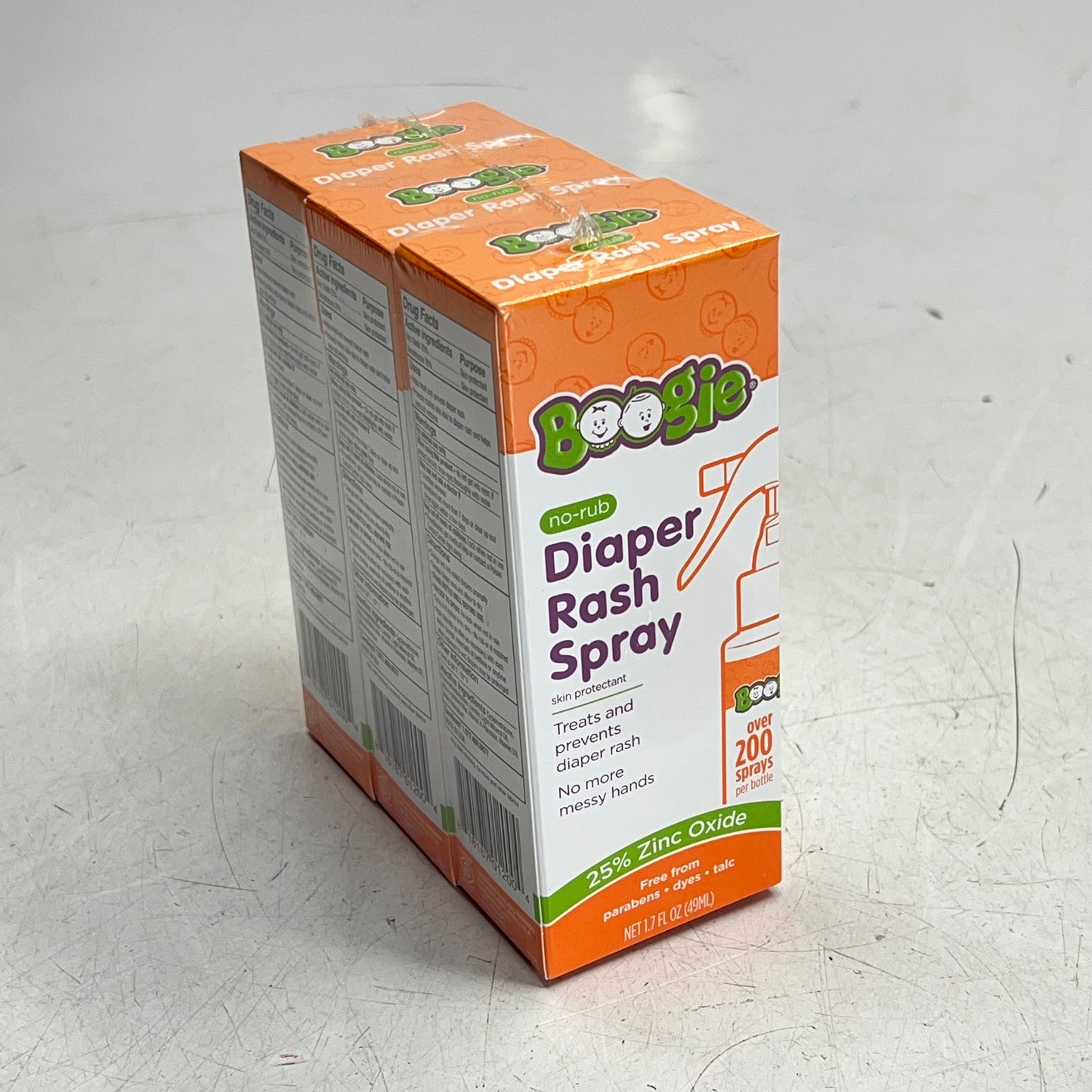 BOOGIE (3 PACK) No-rub Diaper Rash Spray 25% Zinc Oxide 1.7 Fl Oz BB 03/29