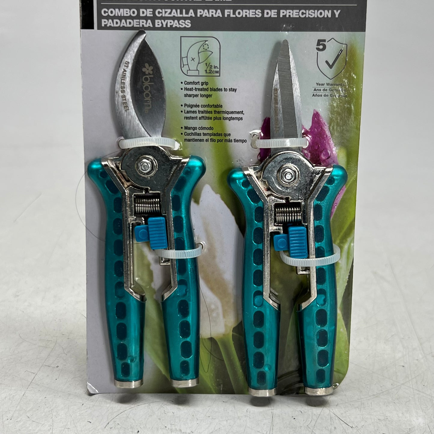 BLOOM (2 PACK) Precision Floral Shears Sz 1/2" Blue 4883BL