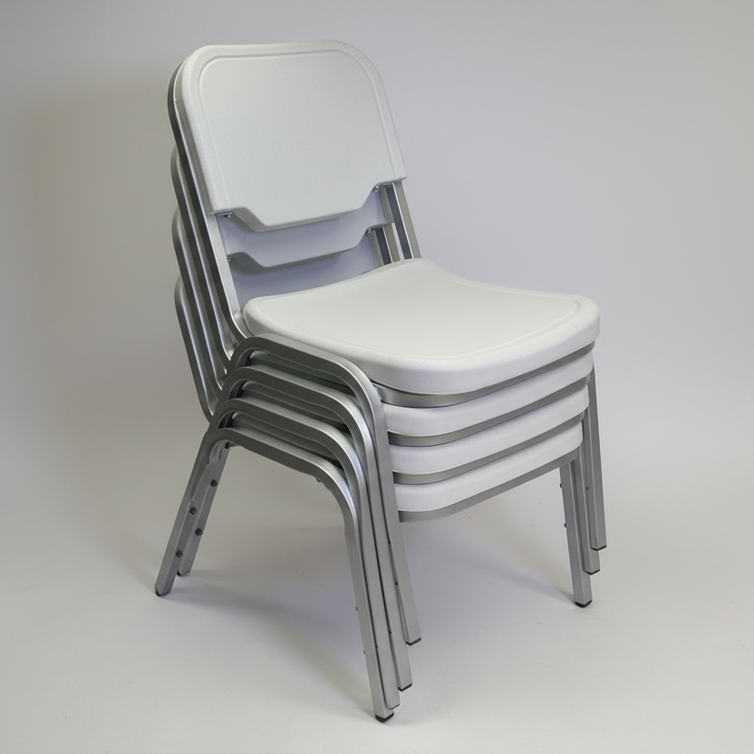 ICEBERG (4 PACK) Rough & Ready Stackable Chairs Supports 300lbs 31"x22" White