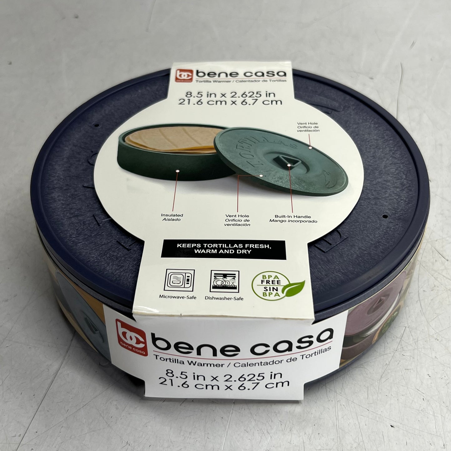 BENE CASA Tortilla Warmer Sz 8.5" x 2.625", Purple BC-65113