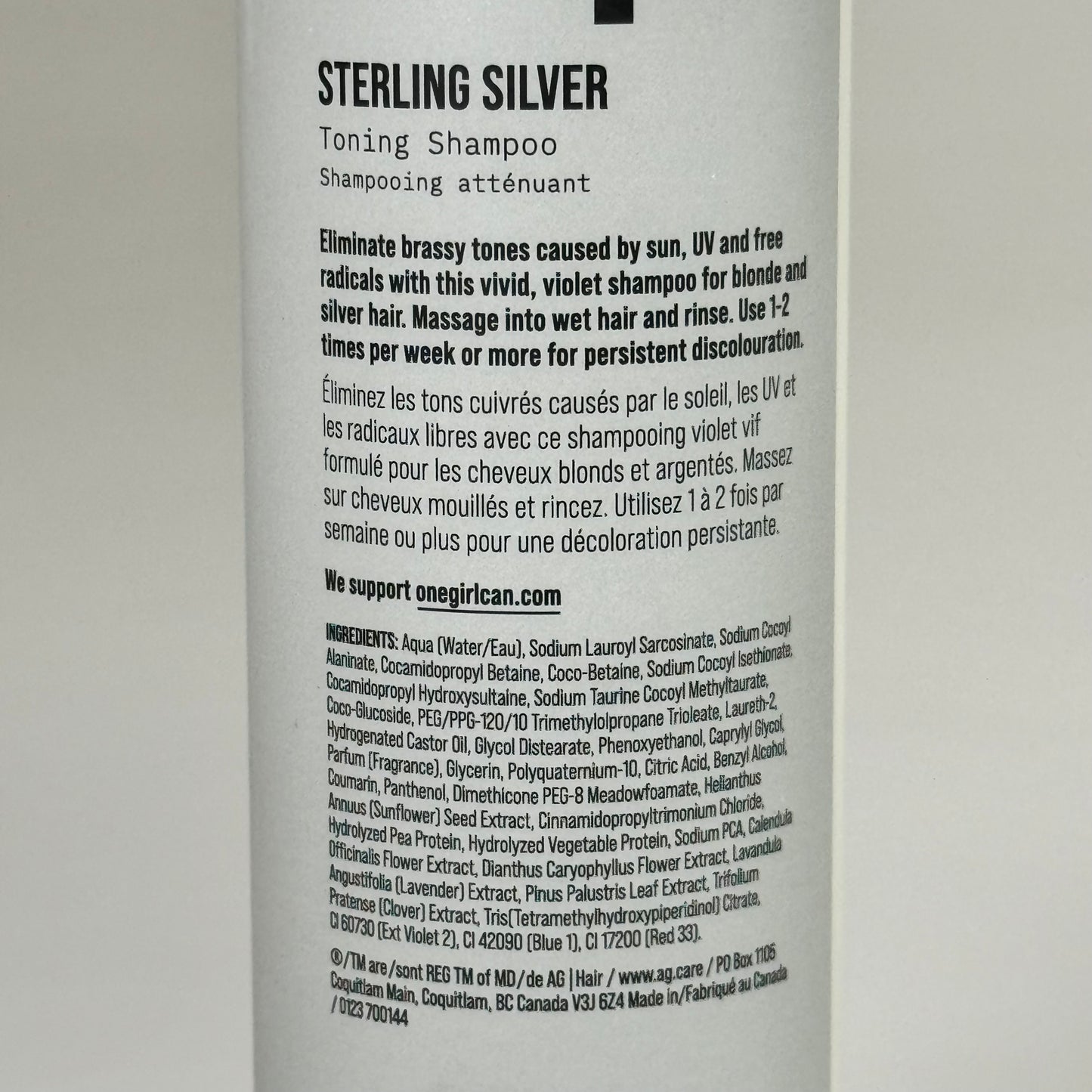 AG CARE Sterling Silver Toning Shampoo for Neutralizing & Moisturizing 10 fl oz