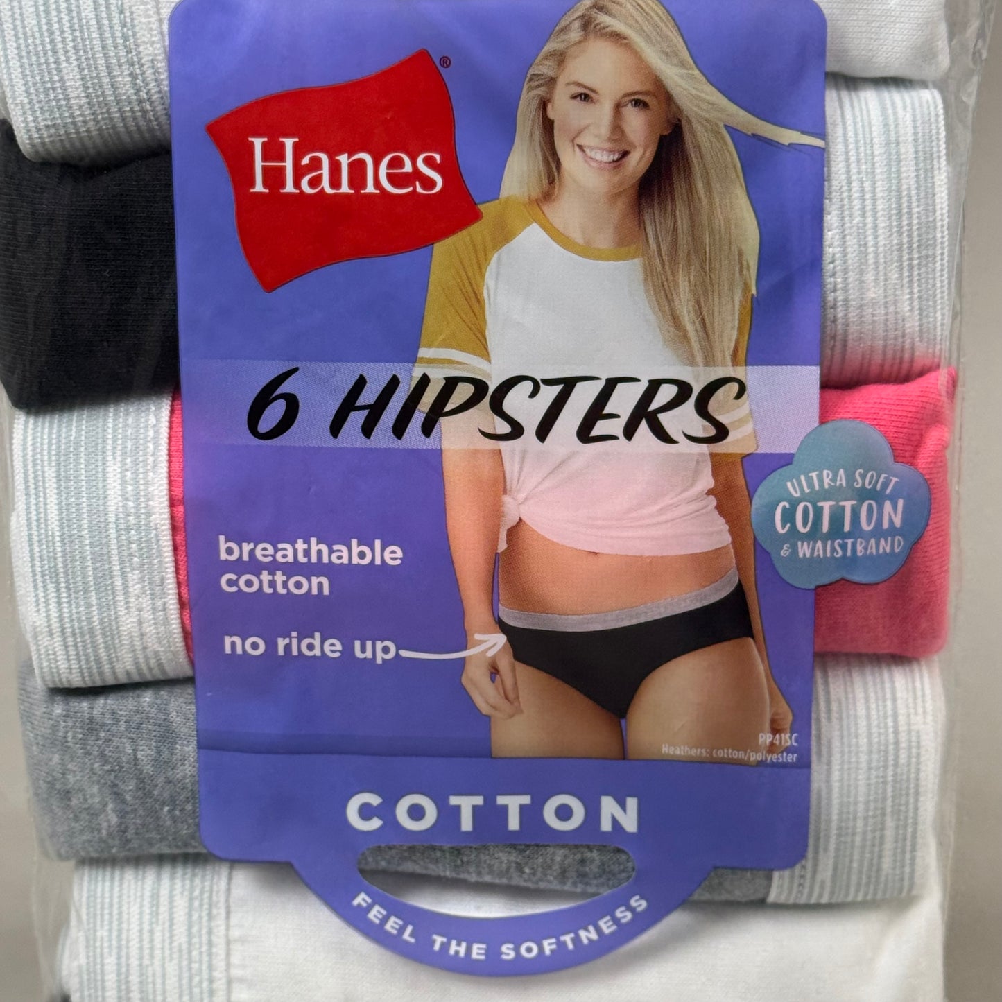 HANES (6 PACK!) Women's Hipster Cotton Underwear Sz-9 White/Black/Grey PP41SB