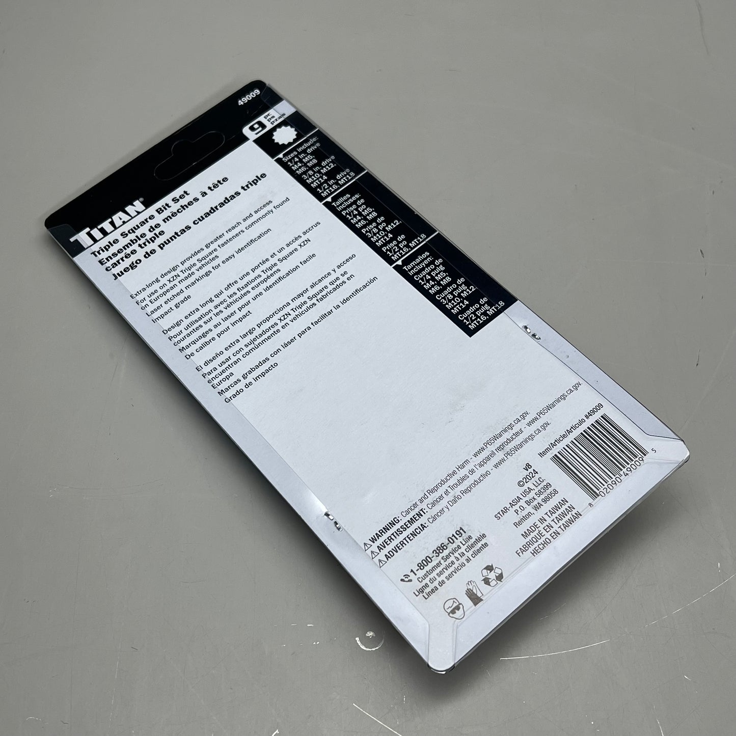 TITAN Triple Square Bit Set Impact Grade 9 Piece Set 49009