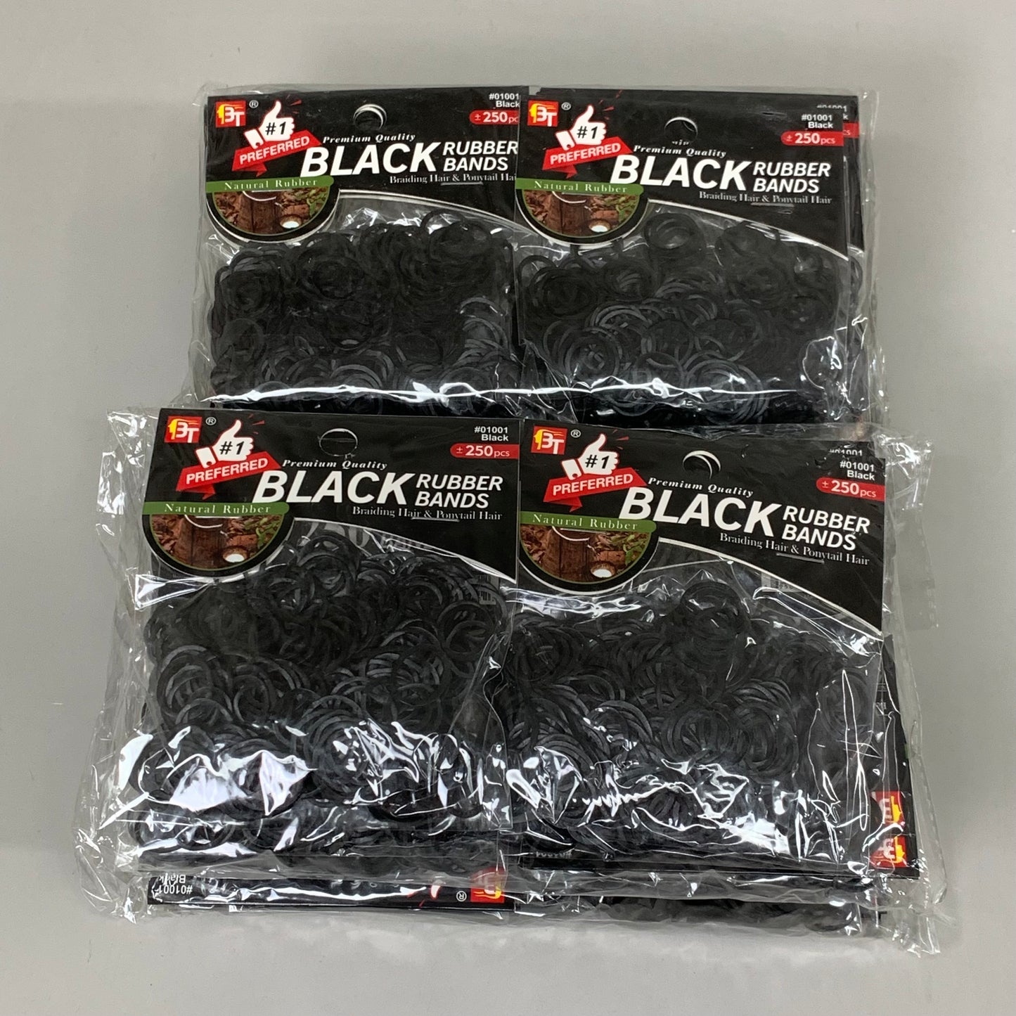 BT (48 PACK, 12,000 TOTAL BANDS) Hair Rubber Bands Effortless Hairstyling Black