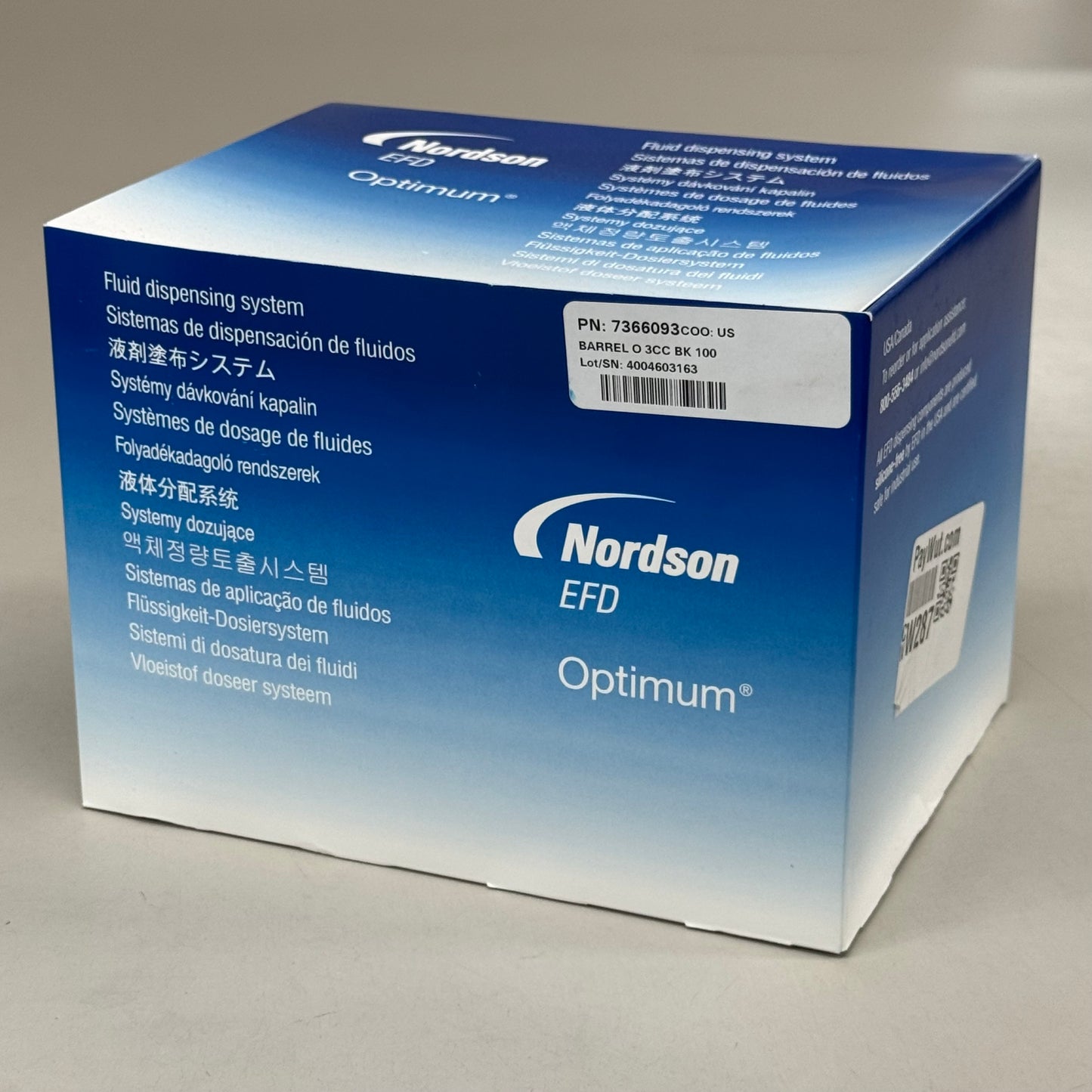 NORDSON Syringe Barrel Optimum Series 3 cc 100/Box Opaque Black 7366093