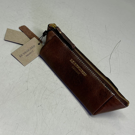 RE:DESIGNED Genuine Leather Project 11 Triangular Zip Bag 10"x3" Woodsmoke P011