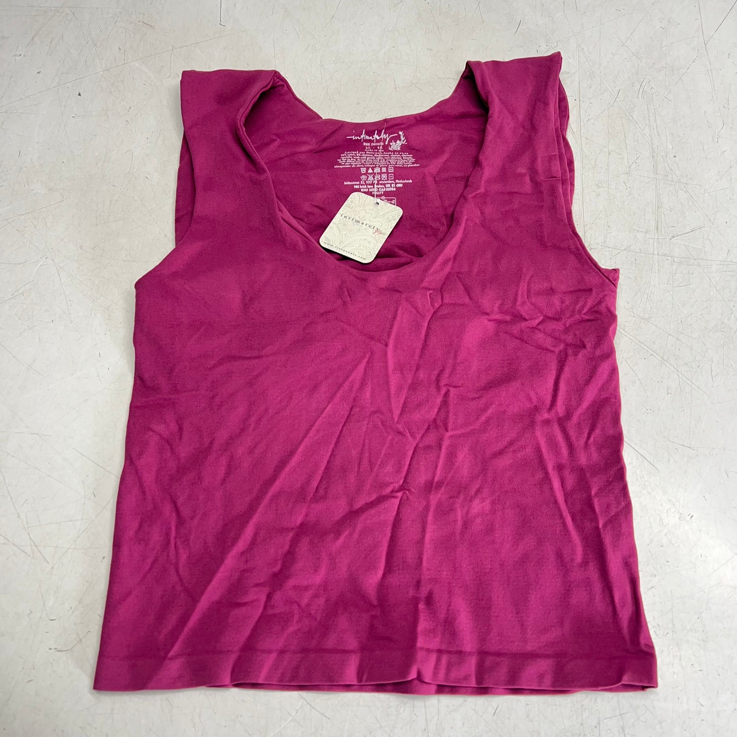 FREE PEOPLE Seamless Crop Top Muscle Tank Women's Sz L-XL Mulberry 104462494