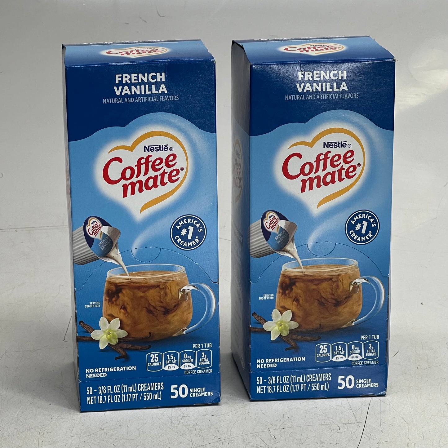 NESTLE (2 PACK Of 50 Single Creamers) Coffee Mate French Vanilla 0.38 fl oz. White BB 12/26