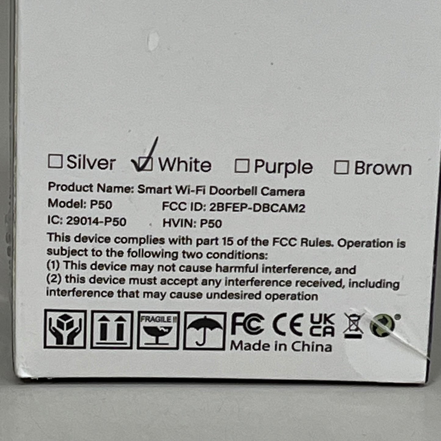 SHENZHEN PUGE ELECTRONICS Wireless Smart 2.4 GHz Wi-Fi Doorbell Camera P50 Black