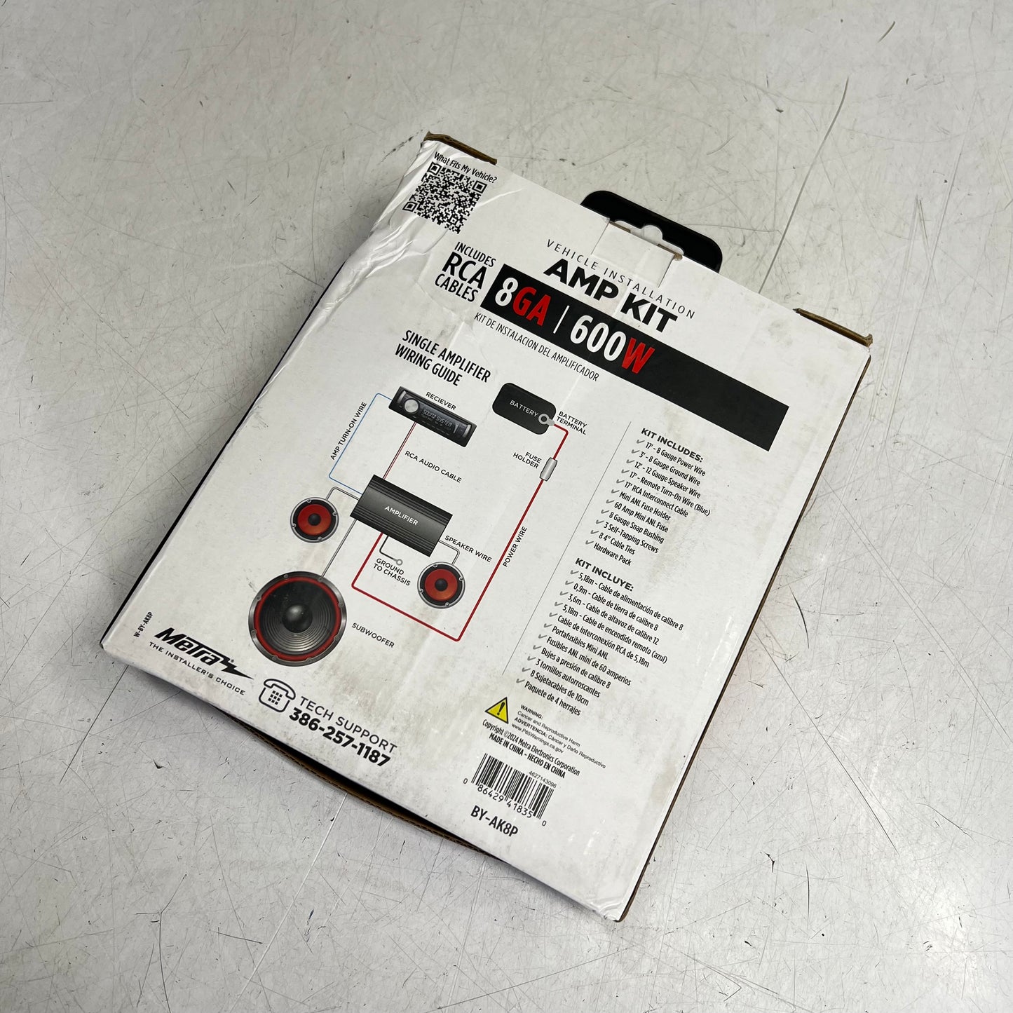 METRA Complete Amp Kit 17" Power 3" Ground 20" Remote 8 AWG 40 AMP Red BY-AK8P