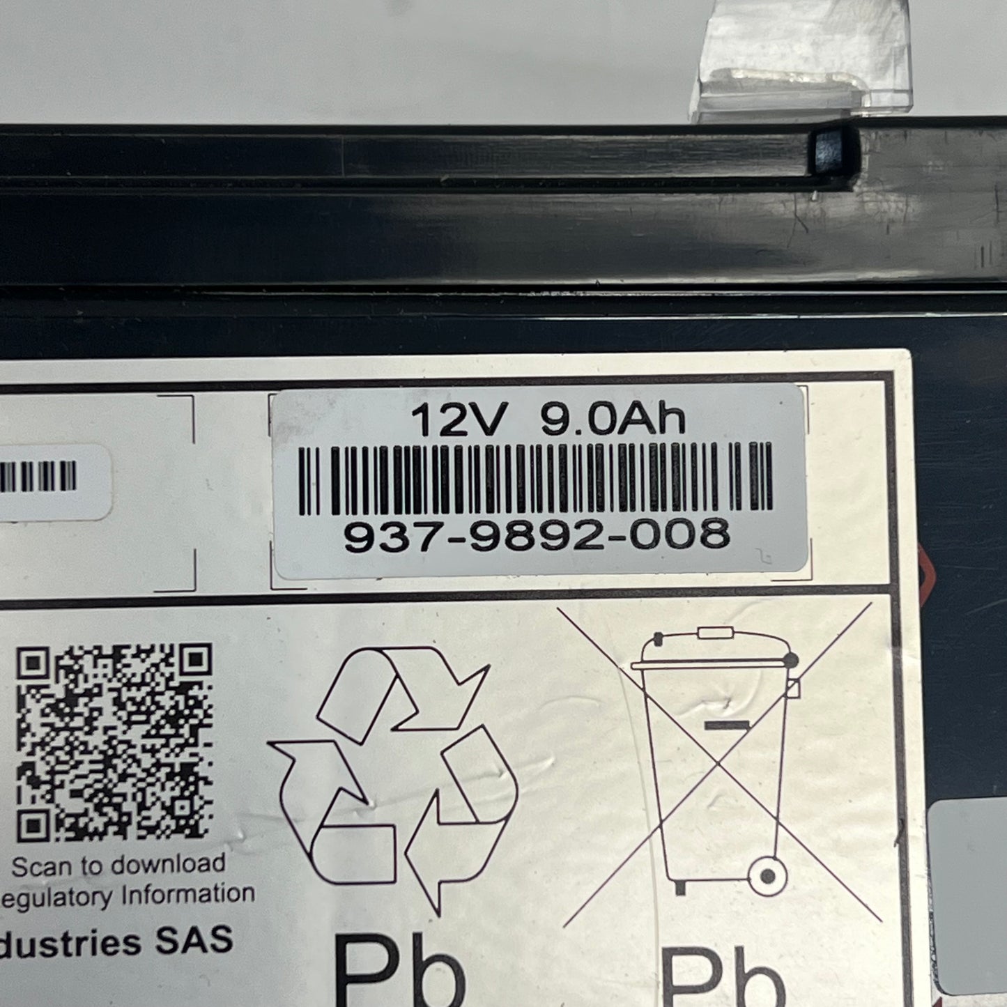 SCHNEIDER ELECTRIC APC Sealed Lead-acid Battery 12V 9.0Ah 937-9892-008
