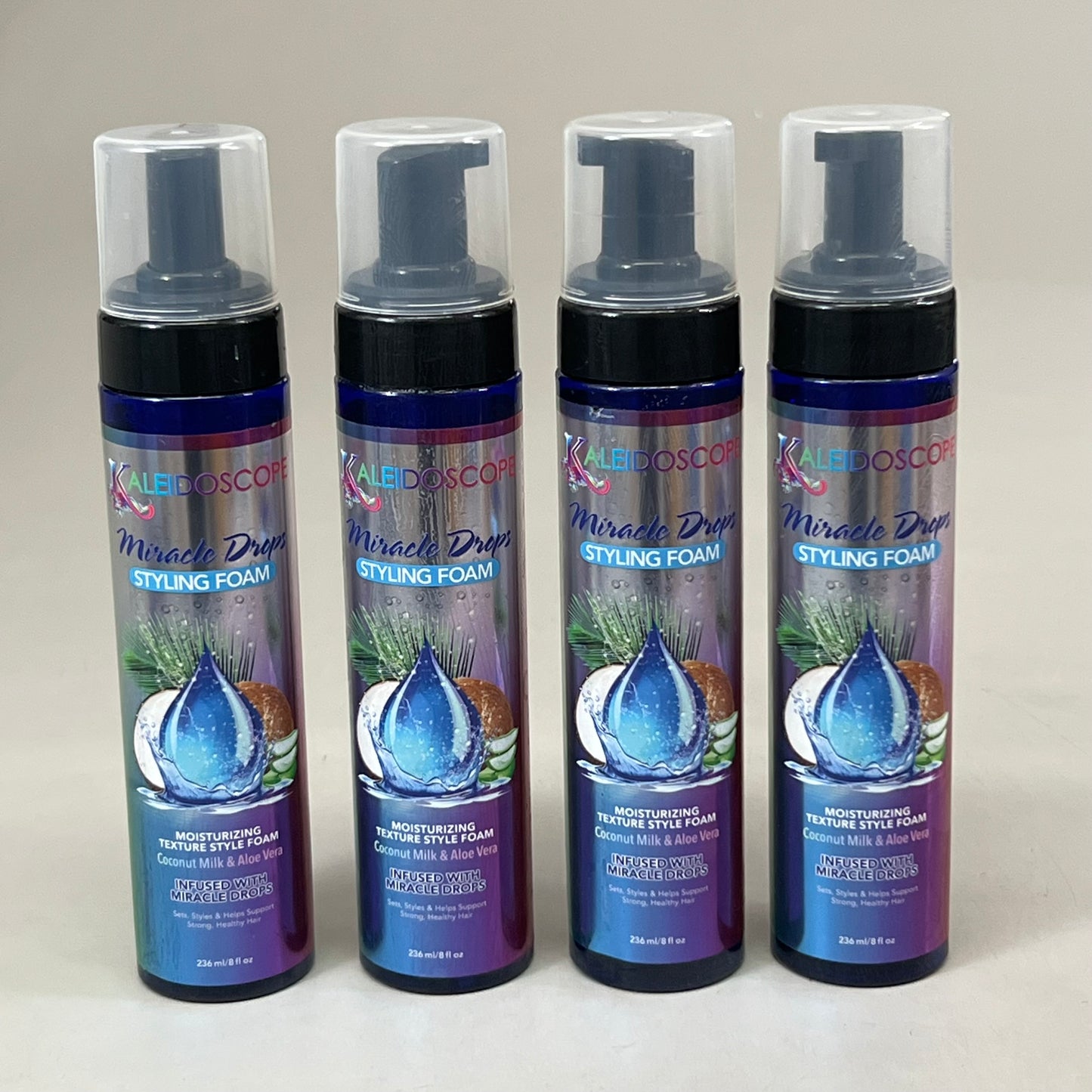 KALEIDOSCOPE (4 Pack) Miracle Foam Moisturizing Styling Foam 8 fl oz per bottle