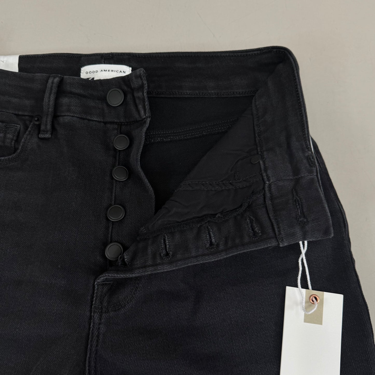 GOOD AMERICAN Good Waist Crop High-Rise Women's Sz 6 Black343 GWCEB960BT