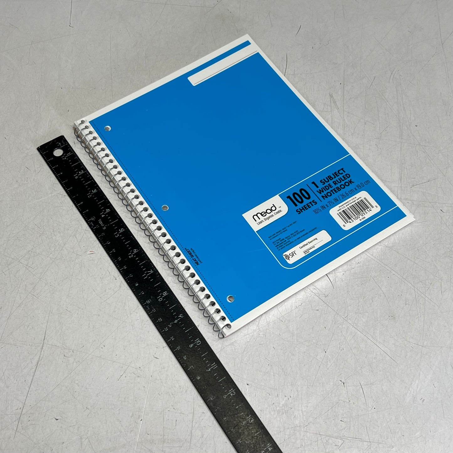 ZA@ MEAD (6 PACK, 100 Sheets Each) 1 Subject Wide Ruled Notebook 10.5"x7.5" Multic|olor