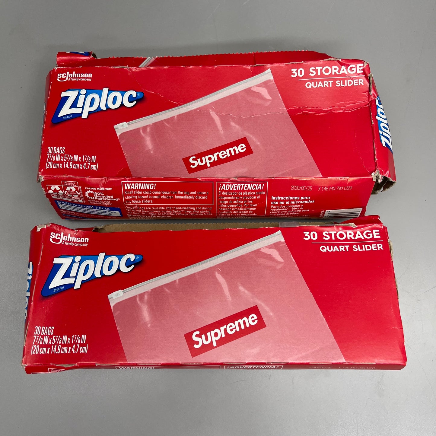 SUPREME ZIPLOC 2 Boxes! (60 Bags) 100% AUTHENTIC (AS-IS, Damaged)