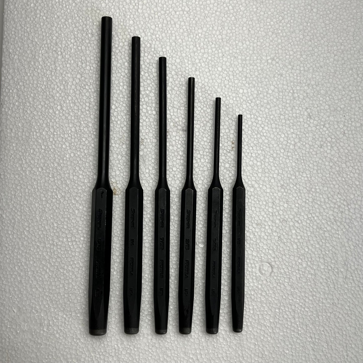 SNAP ON Long Pin Punch Set Parabolic Curve 6 Piece Black PPCL60BK