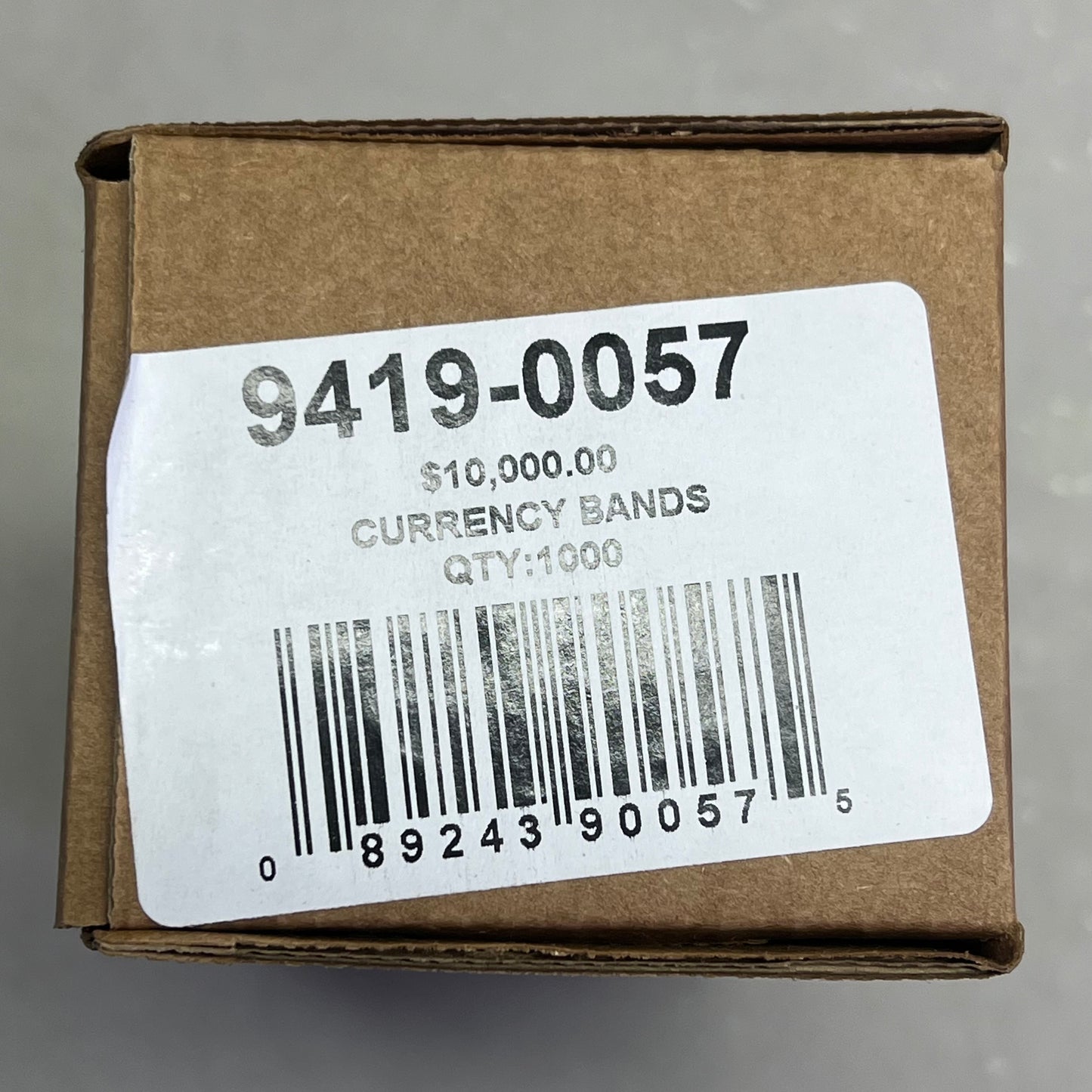 (1000 PACK) Self Adhesive Currency Straps Self Sealing $10,000.00 White/Yellow 9419-0057