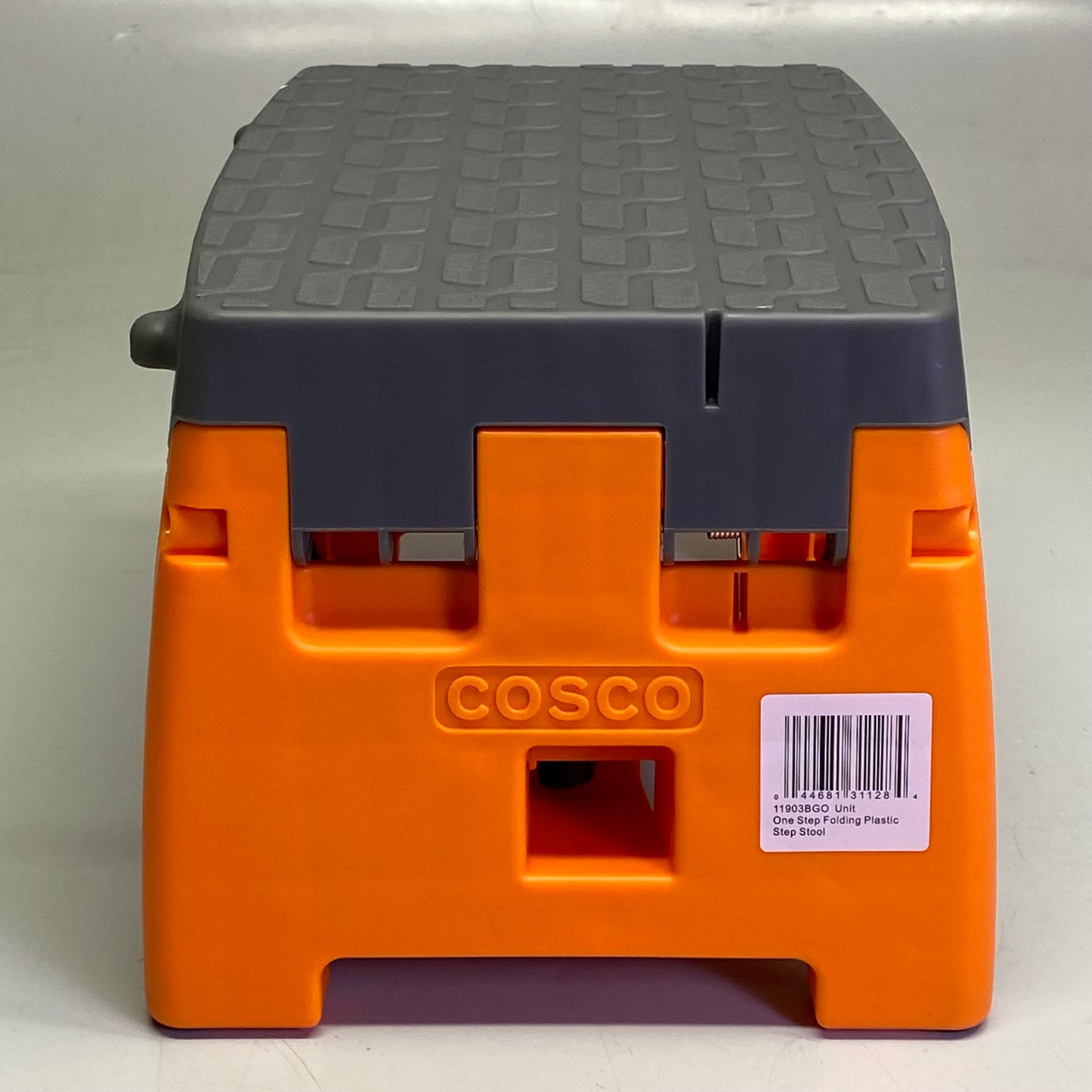 COSCO Folding Step Stool Plastic 12.5"L x 8.5"W x 8"H Orange & Grey 11903BGO1E
