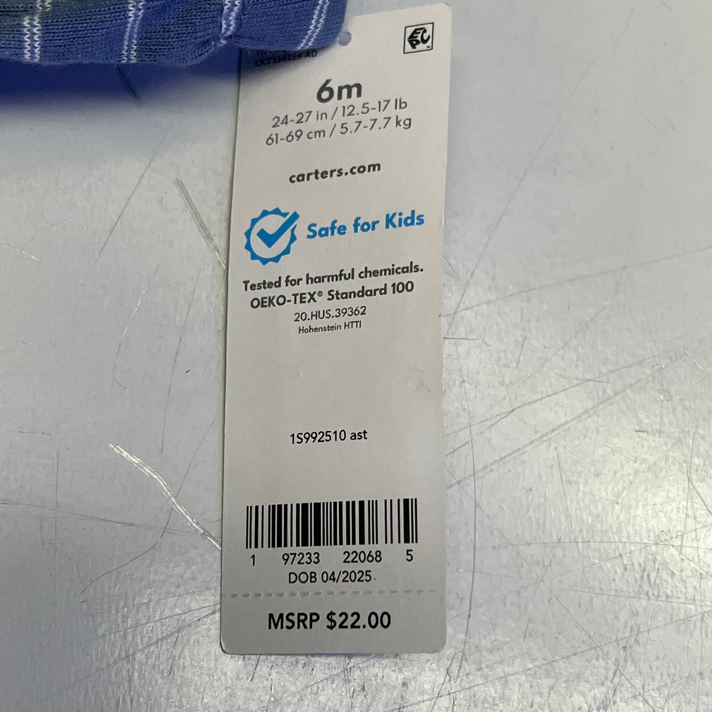 CARTERS (SET OF 2) Pull-On 100% Cotton Pants Baby Boy's Sz 6M Blue 1S99510