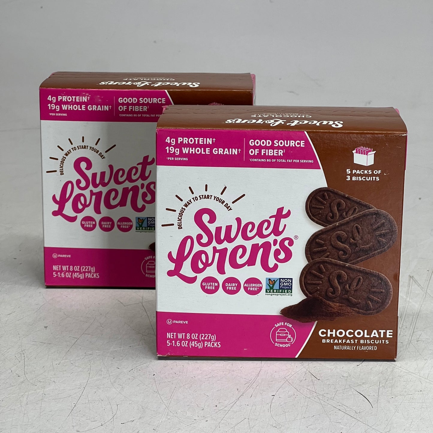 SWEET LOREN'S (2 PACK of 5) Chocolate Breakfast Biscuits 1.6 oz BB 12/26