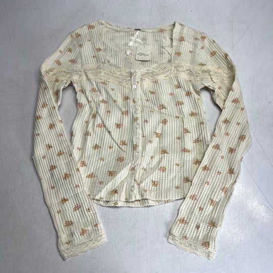 FREE PEOPLE Let's Party Cardi-print Top Women's Sz L Tea Combo 103368676