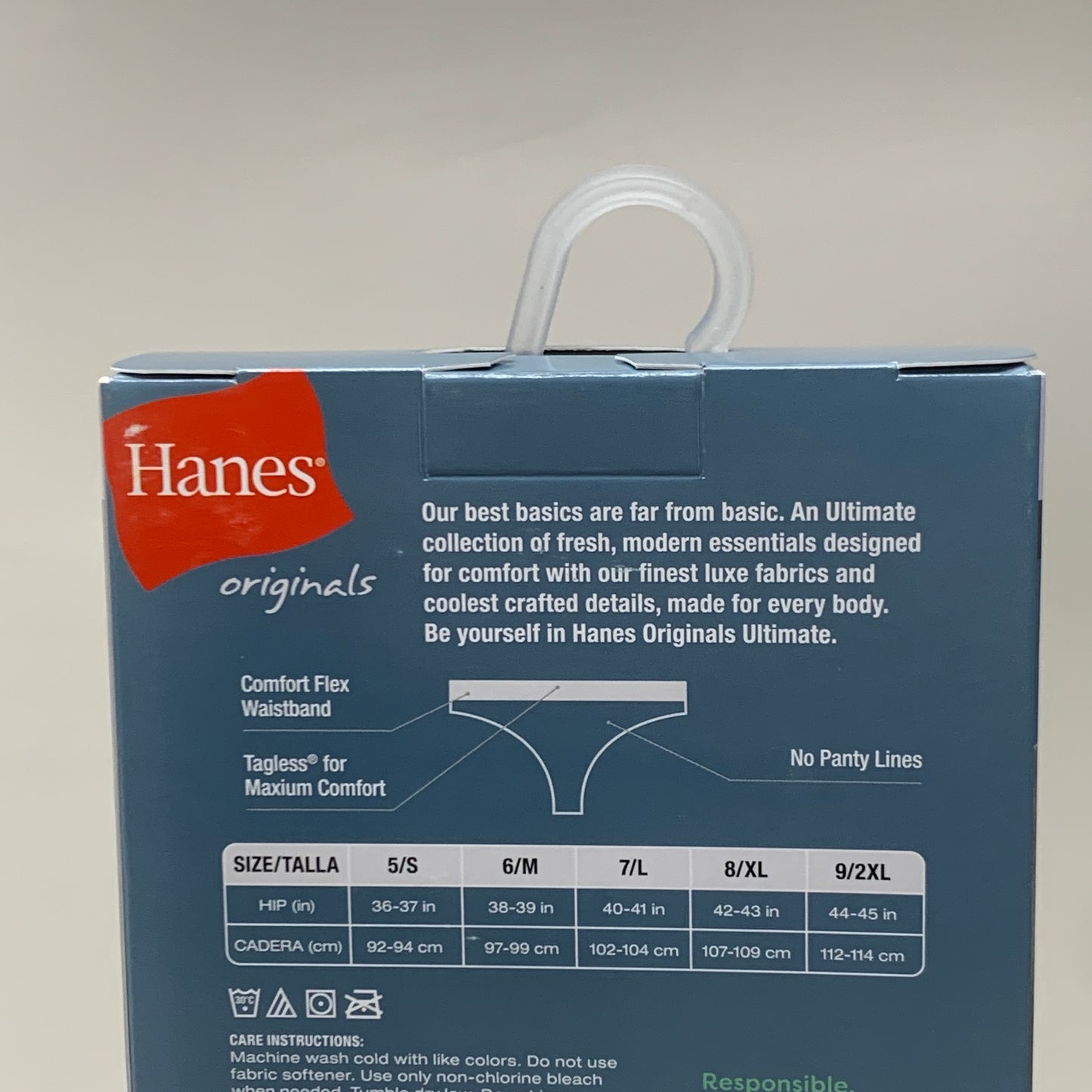 HANES 3 PACK!! Originals Women's Breathable Cotton Stretch Thongs Underwear Sz 7/L Black/Heather/Stripe 45U0BT