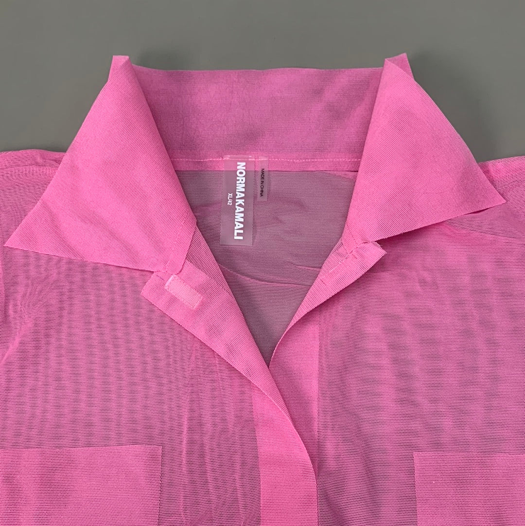 NORMA KAMALI Nk Shirt w/ Faux Pockets Sz XL/42 Candy Pink ST1236MS963966