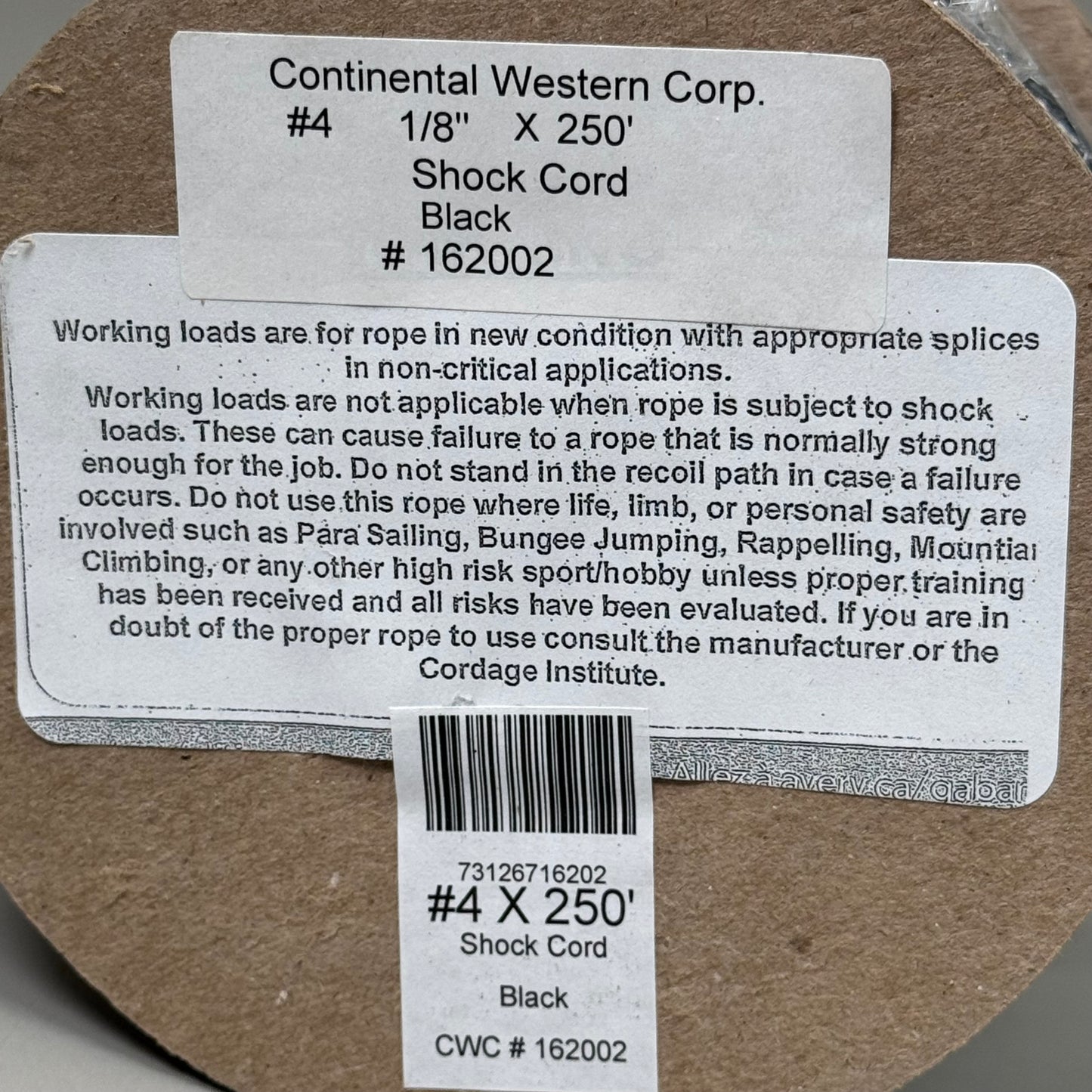 CWC (2 PACK) Rubber Shock Cord Filament Rubber - 1/8" x 250' Black 162002