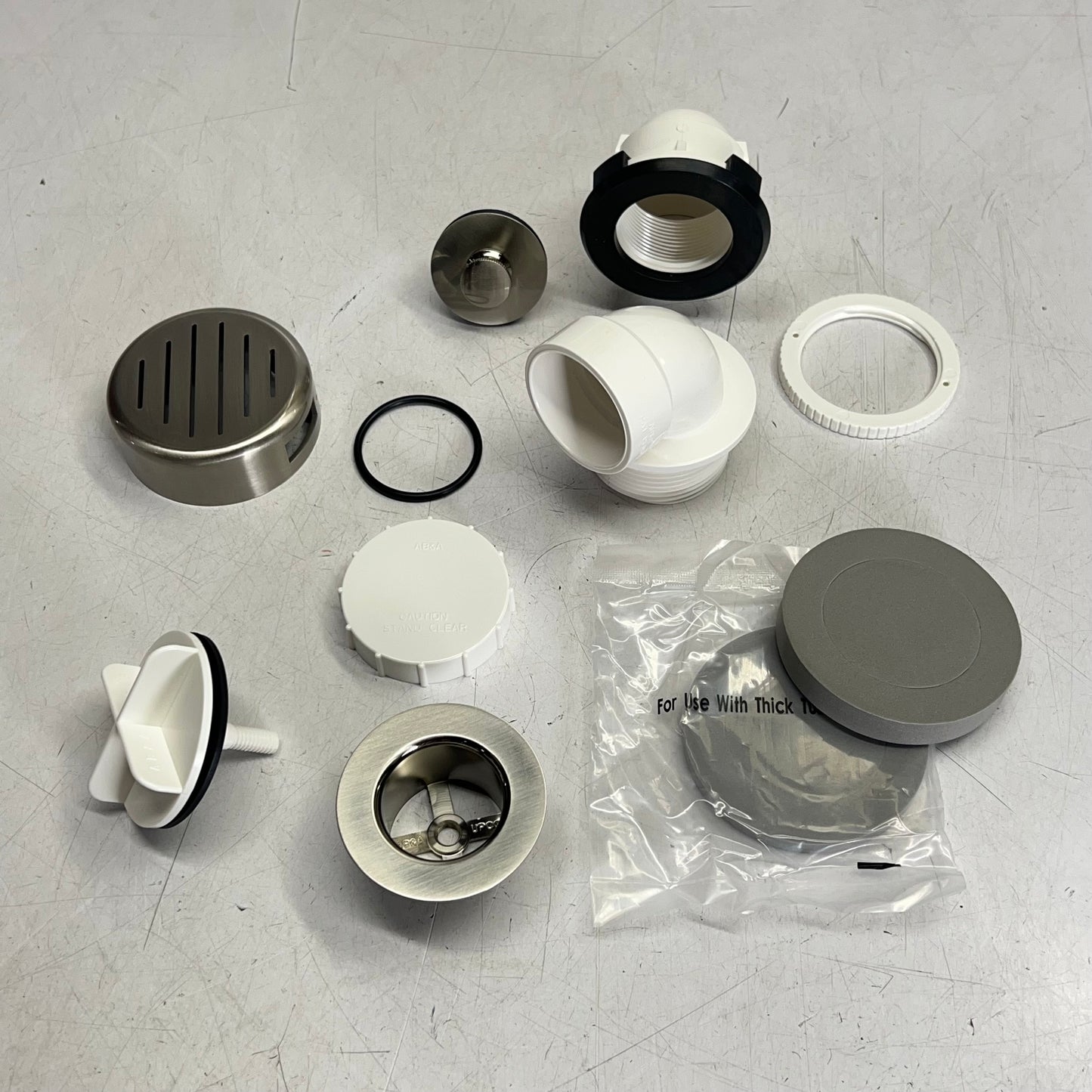 AB&B Classic Waste & Overflow Half Kit 40 PVC Pipe Compatible Satin Nickel 62009