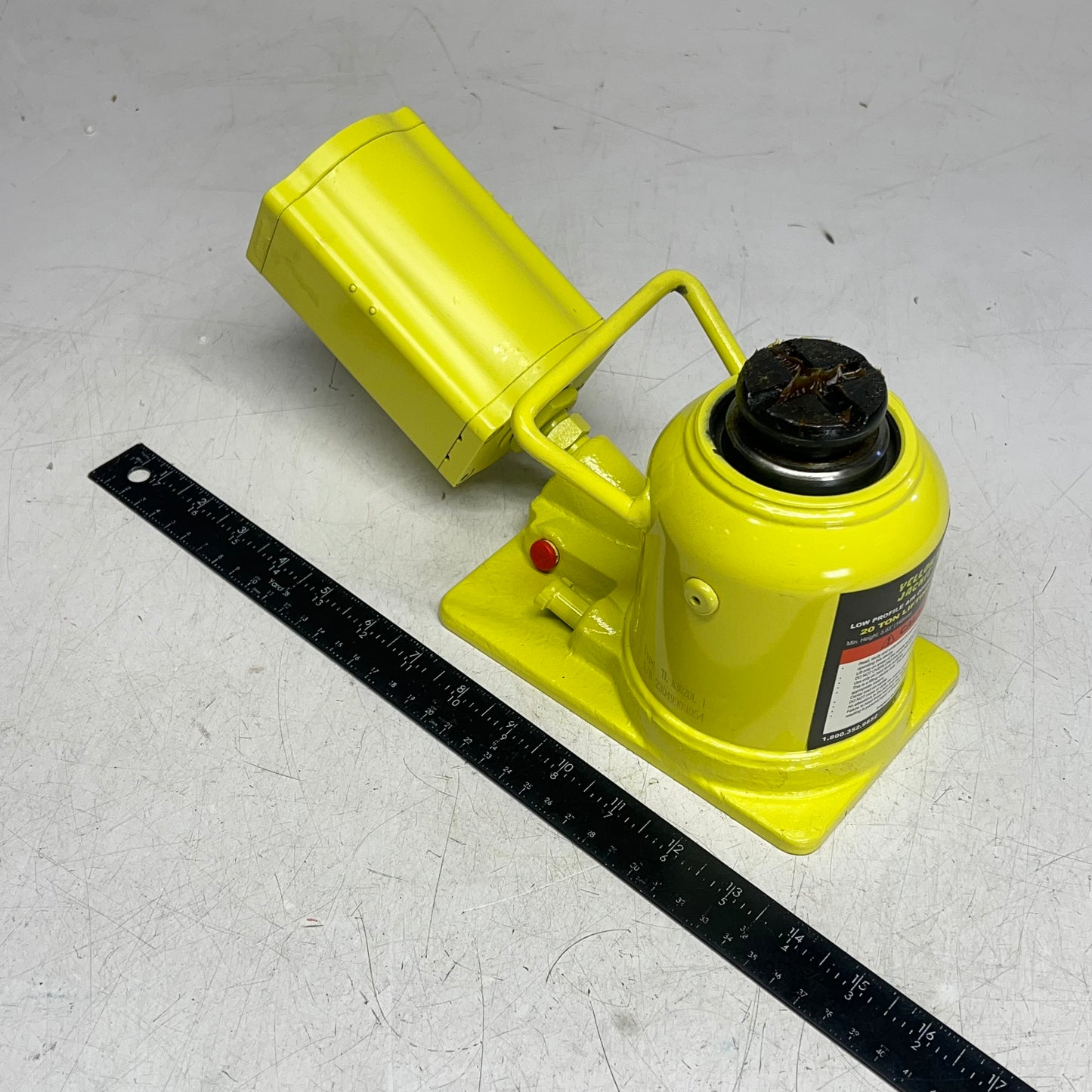 ESCO Yellow Jackit Air Hydraulic Shorty Bottle Jack 20 Ton Lifting Cap 10399