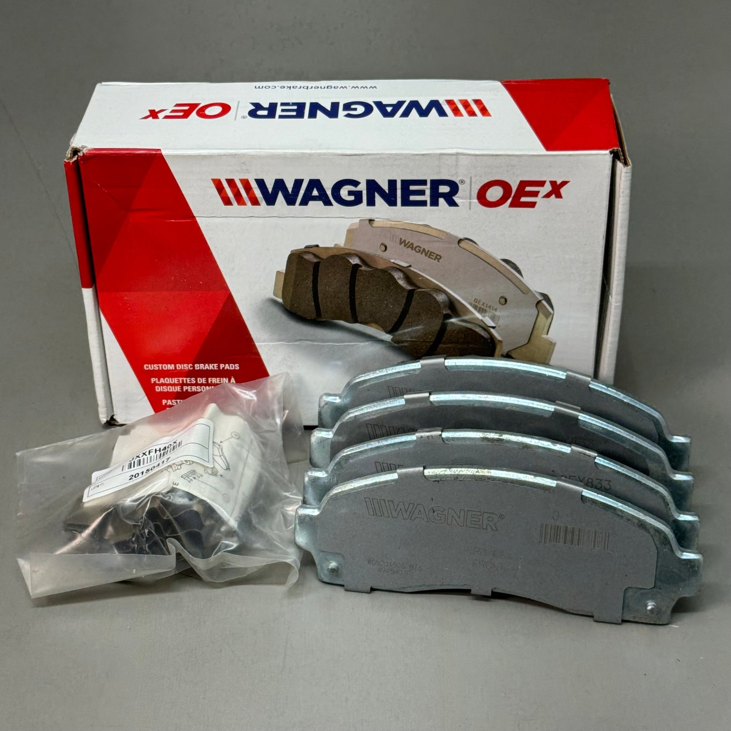 WAGNER OEx Premium Ceramic Disc Brake Pad Set 6" x 2" Grey OEX833