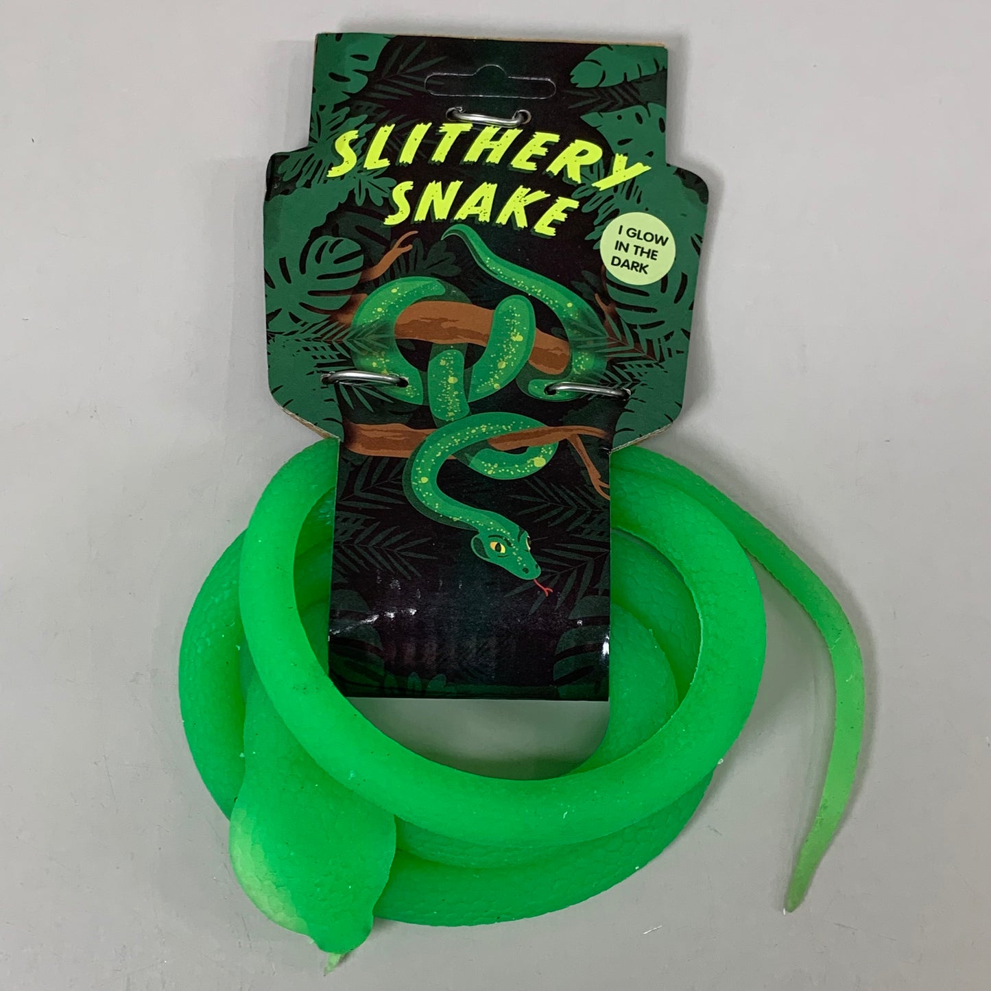 SLITHERY SNAKE (2 PACK) Glow in the Dark Squishy Snake Toy Neon Green 31-0020