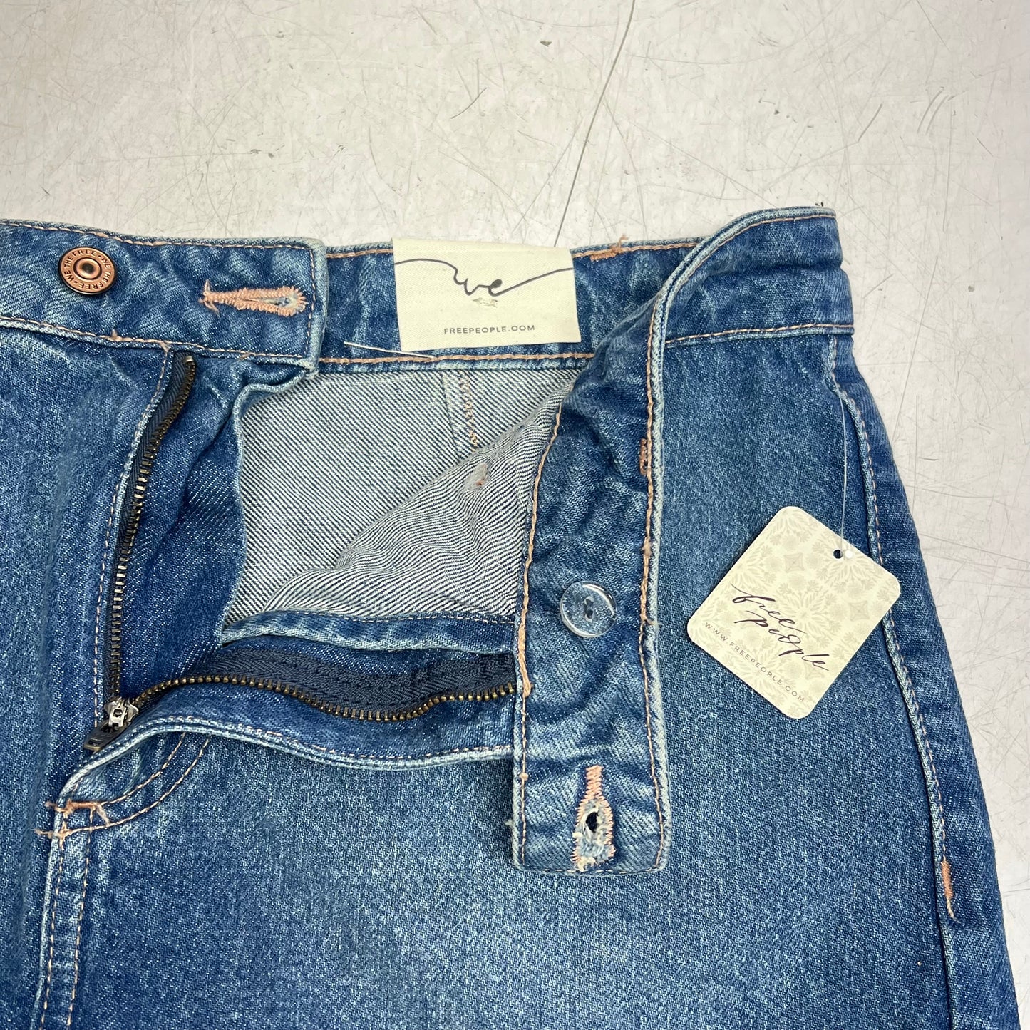 FREE PEOPLE  Gallivanting Peekaboo Skort Women's Sz 28 Blue Rebel OB1904070