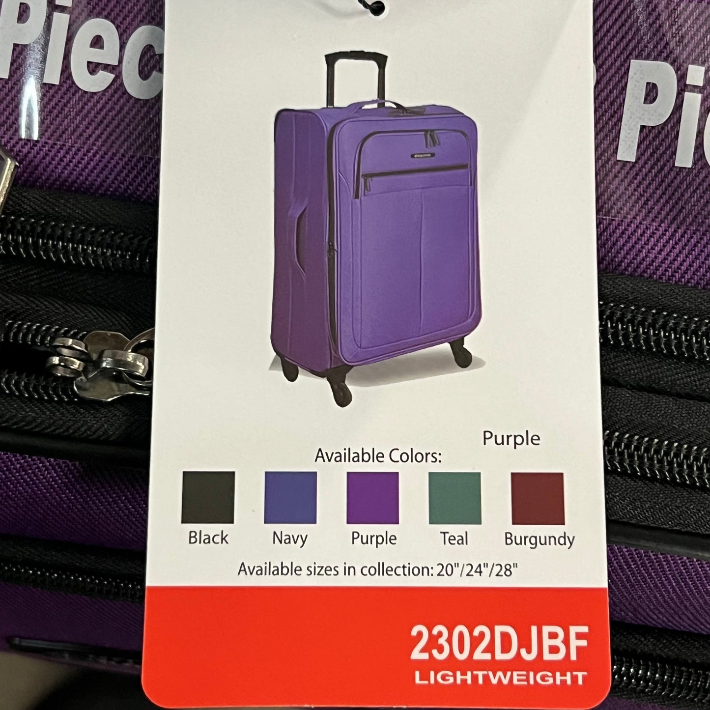 DEJUNO (3 PACK) Light Weight Expandable Spinner Rolling Suitcase Set Purple