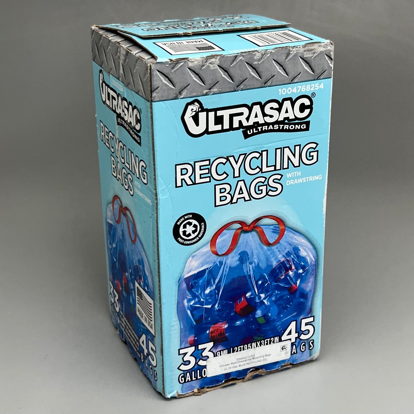 ULTRASAC (45 BAGS) Recycling Bags w/ Drawstring Trash Liners 33 GALLON