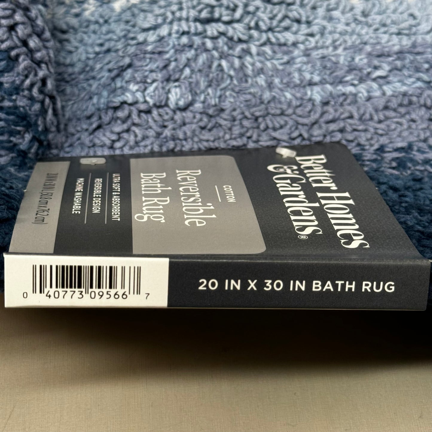 BETTER HOMES & GARDEN (2 PACK) Cotton Reversible Bath Rug 20X30" Ombre Blue